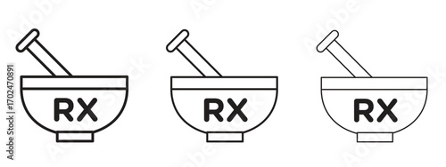RX icon, outline sign, linear symbols