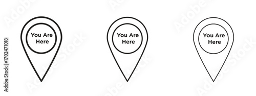 You are Here Pointer icon, outline sign, linear symbols