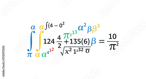 Colorful Mathematical Equation with Integral and Symbols.
