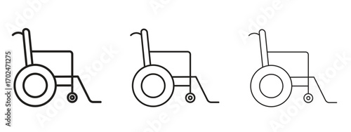 Wheelchair icon, outline sign, linear symbols