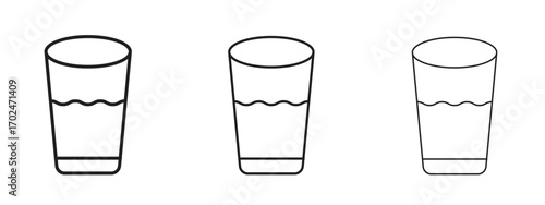 Water glass icon, outline sign, linear symbols