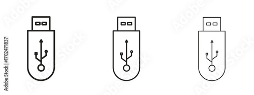 USB icon, outline sign, linear symbols
