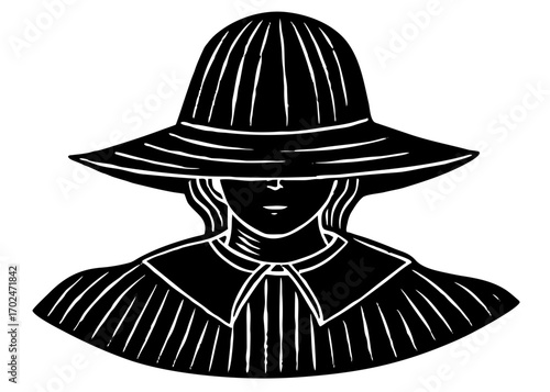 Pilgrim Bonnet Silhouette, Thanksgiving Colonial Outfit SVG