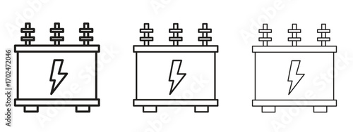 Transformer icon, outline sign, linear symbols