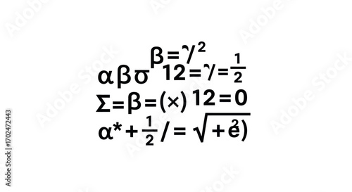Mathematical Equations and Symbols in White.
