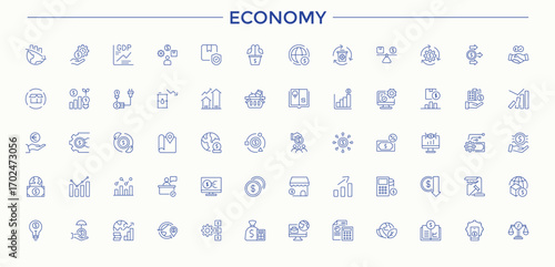 Economy line icon set. Modern icons collection. Includes thin line symbols bankruptcy, economic, decrease, business, crisis. Signs for web and mobile app. Inthinion vector icon set.