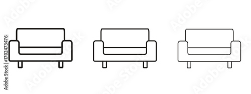 Sofa icon, outline sign, linear symbols