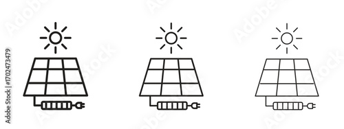 Solar energy icon, outline sign, linear symbols