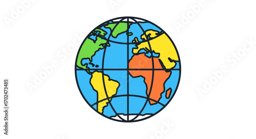 Stylized Globe with Continents in Vibrant Colors.