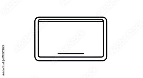 Minimalist Rectangular Blackboard with Chalk Tray Outline Icon.