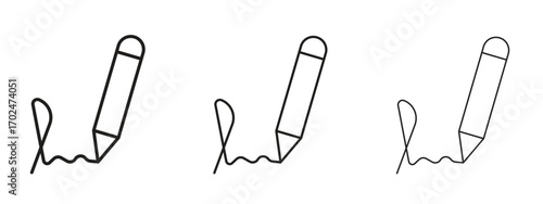 Signature icon, outline sign, linear symbols