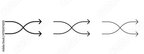 Shuffle arrow icon, outline sign, linear symbols