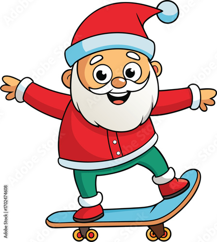Santa claus engaged in dynamic festive acrobatics and holiday merriment