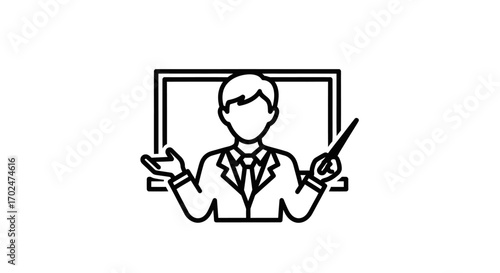Teacher Presenting at a Blackboard Icon.