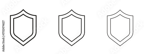 Shield icon, outline sign, linear symbols