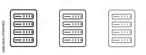 Server rack icon, outline sign, linear symbols