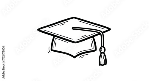 Hand-drawn graduation cap with tassel symbolizing academic achievement.