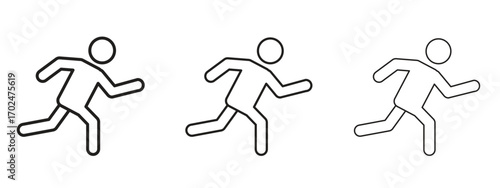 Running icon, outline sign, linear symbols