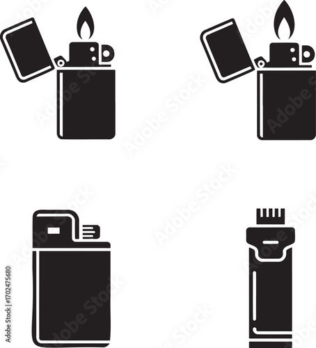 Lighter silhouette set vector illustration isolated on transparent background
