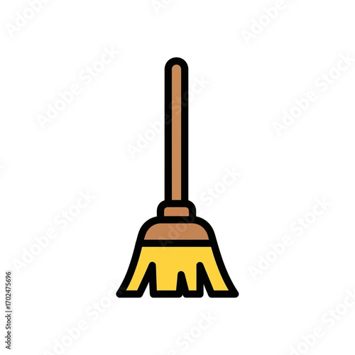 Cleaning broom sweeps floor surface routine sanitation household