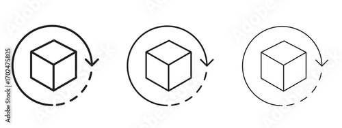 Return purchase icon, outline sign, linear symbols