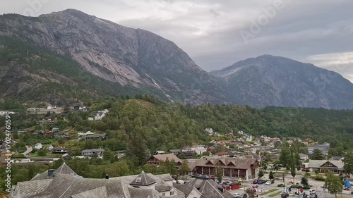 Eidfjord Norway Scenic View of a Picturesque Valley Town Amidst Mountains