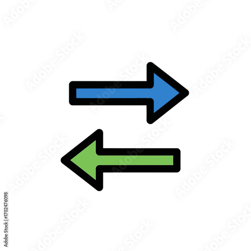 Colorful arrows indicate direction exchange orientation isolated