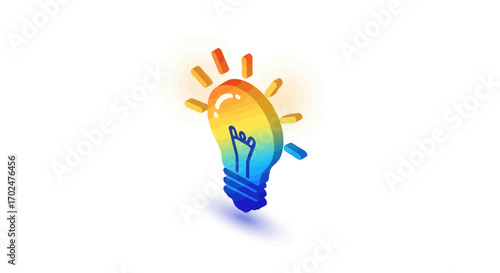 Colorful glowing abstract light bulb representing a bright idea.