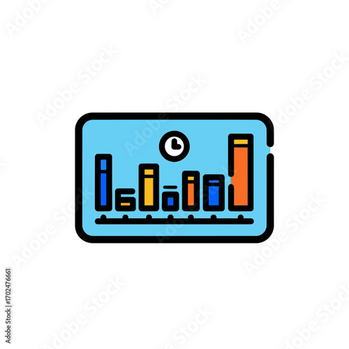 Data display reveals statistics graphically timing progress
