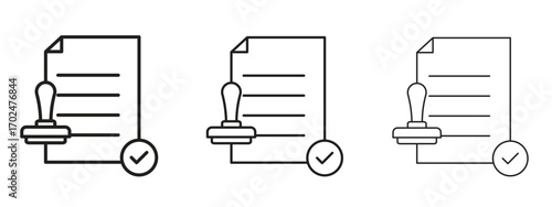 Permit icon, outline sign, linear symbols