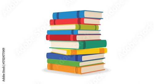 Stack of Colorful Hardcover Books with Various Spines.