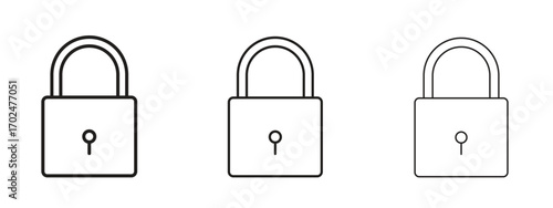 Padlock icon, outline sign, linear symbols