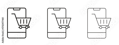 Online shopping icon, outline sign, linear symbols