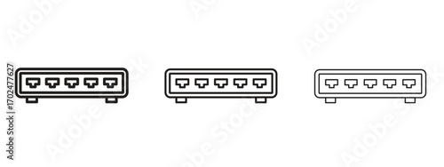 Network switch icon, outline sign, linear symbols