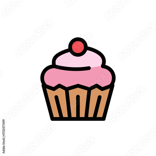 Sweet cupcake sits appetizingly single dessert graphic