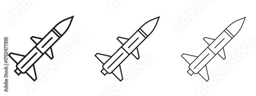 Missile icon, outline sign, linear symbols