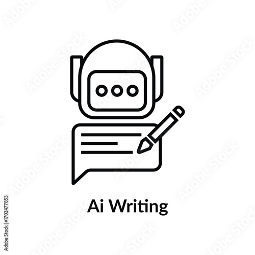 AI Writing Icon Line Art Vector. Artificial Intelligence Content Creation Vector. Artificial Intelligence Writing Icon. Smart Text Generation Illustration.