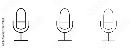 Microphone icon, outline sign, linear symbols