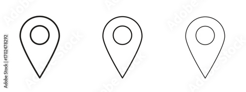 Map marker icon, outline sign, linear symbols