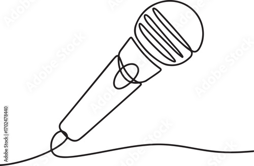 Single line art of microphone, elegant minimal continuous line vector illustration