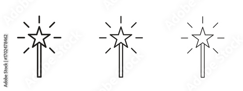 Magic wand icon, outline sign, linear symbols