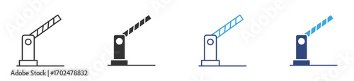parking lot barrier gate icon set, car parking barrier gate flat icon vector illustration 