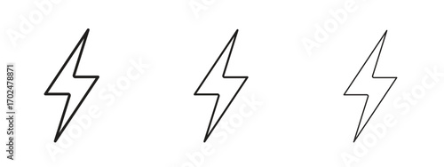 Lightning icon, outline sign, linear symbols