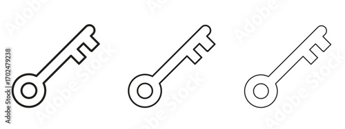 key icon, outline sign, linear symbols