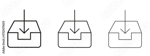 Inbox icon, outline sign, linear symbols
