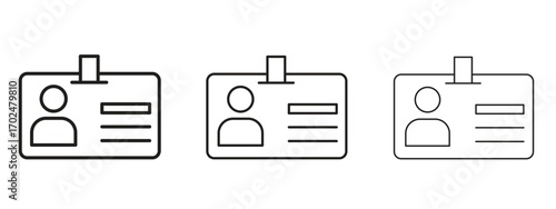 ID badge icon, outline sign, linear symbols