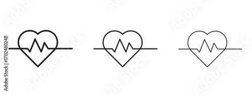 Heartbeat icon, outline sign, linear symbols