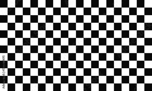 Seamless black and white checkerboard pattern background. Timeless geometric square design for abstract wallpaper or optical illusion vector art 