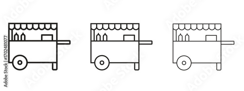 Food cart icon, outline sign, linear symbols