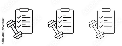 Fitness plan icon, outline sign, linear symbols